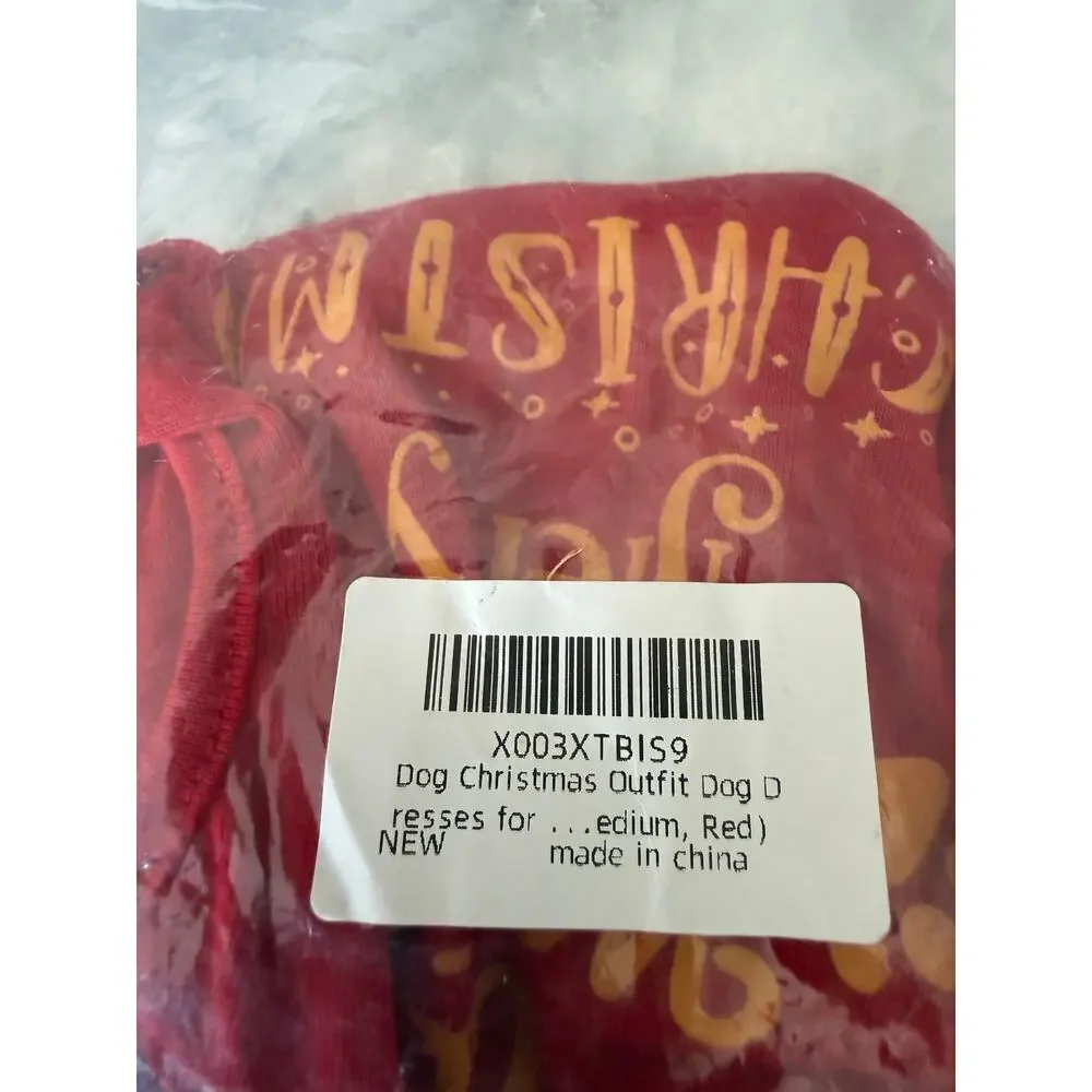 Dog Christmas Dress Fits Like a Small tag says Medium